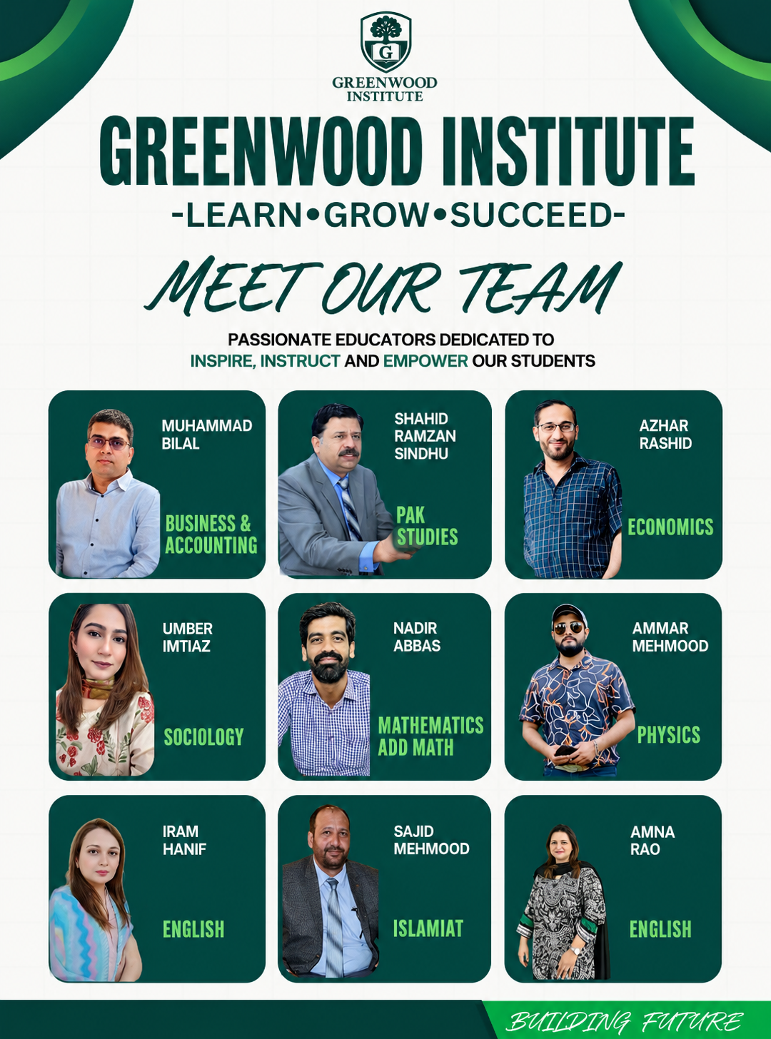 Greenwood Institute Faculty Team